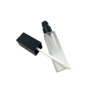 Square Lip Gloss Tube with black rectangular body and applicator wand