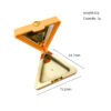 Dimension drawing of 7g cheese shaped makeup compact, empty weight 32g with size marked, built-in mirror and gold tray