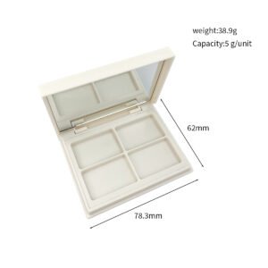 Four Pan Eyeshadow Palette – the ivory-colored rectangular case has four rectangular recesses arranged in a two-by-two grid