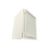 الخطوة-001-03 Side hinge shot of matte off-white empty cosmetic palette showing hinge construction