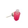 Top view of square lip gloss bottle, pink frosted empty lip gloss container with gold cap and brush