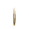 st-mc-004-06 Closed vertical shot of tapered empty mascara tube, bright gold electroplated cap and vertical ribbed transparent bottle body