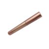 1. Side angled shot of closed rose gold matte straight cylinder empty mascara packaging