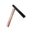 Two-color display of cylindrical empty mascara tubes, rose gold matte and black matte finished