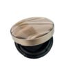 Tilted view of partially opened round marble pattern powder compact